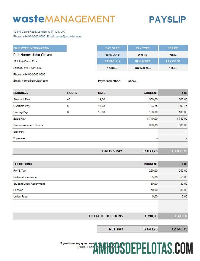 Para download Modelo de declaração de ganhos de empresa de gerenciamento de resíduos em formatos Excel e PDF